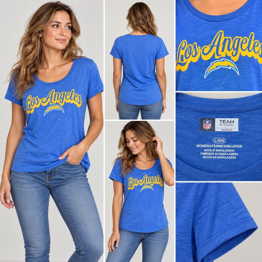 NFL Team Apparel Los Angeles Chargers Women’s Graphic Tee Blue Size Large NWOT